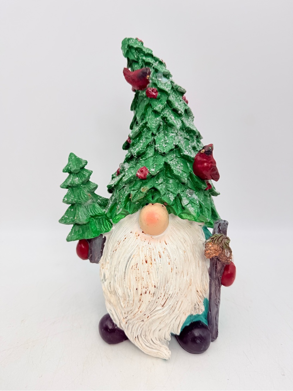 Holiday Gnome Figurine with Green Tree Hat